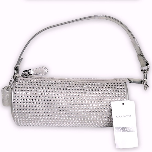 NWT Coach Silver & Gray w/Crystals Cylinder Wristlet/Purse - Picture 8 of 9